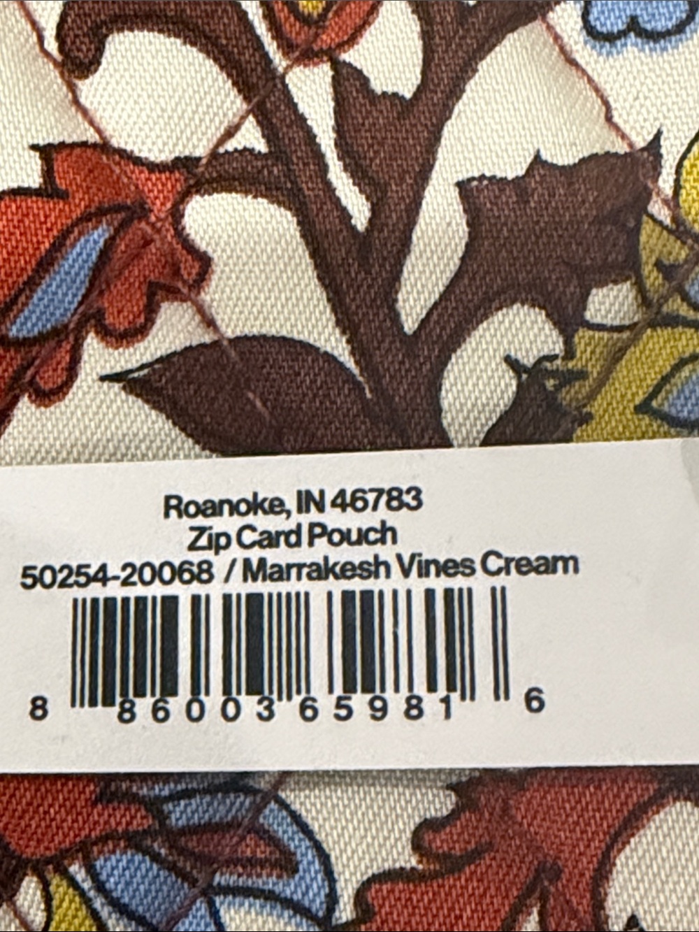 Vera Bradley Zip Card Pouch In Marrakesh Vines Cream/NWT - Picture 7 of 8